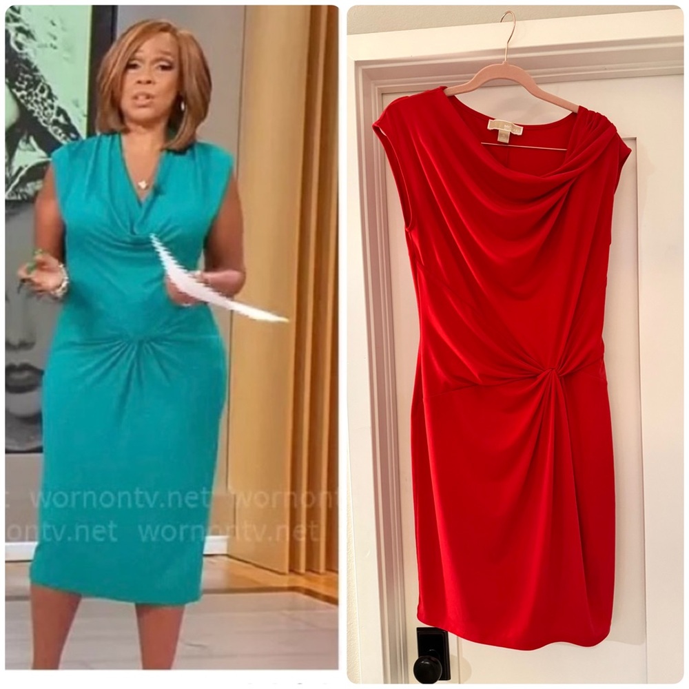 Michael Kors Faux-Knot Red Dress